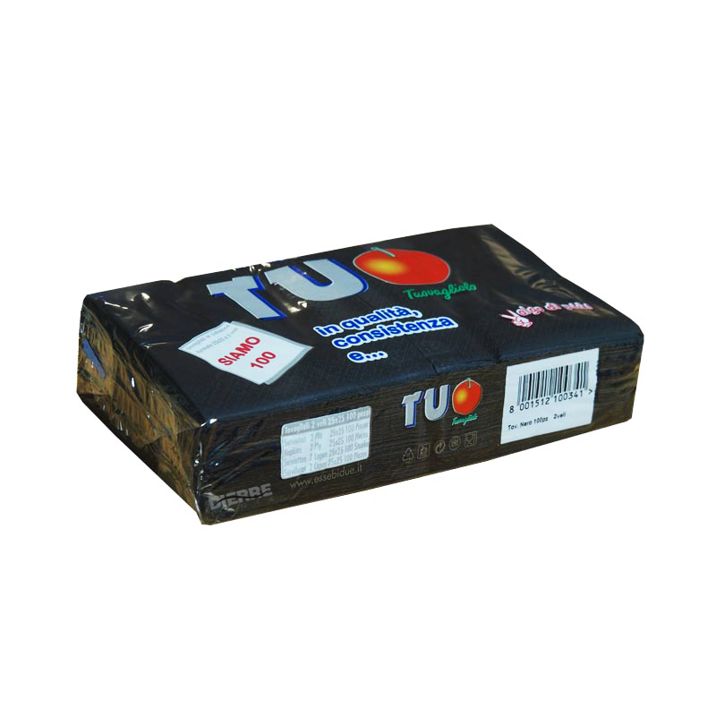 Tovaglioli 25x25 Nero pz 100