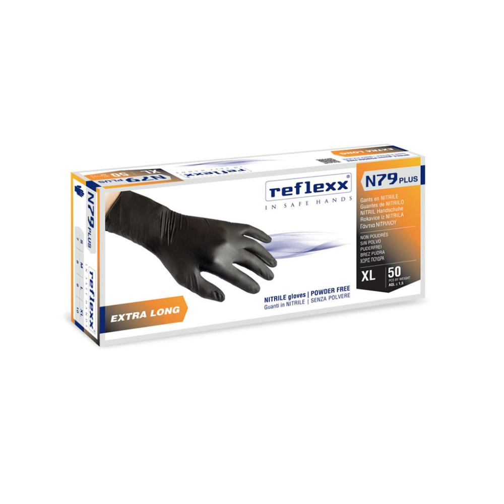 Reflex 79 - Nitrile neri lunghi pezzi 50